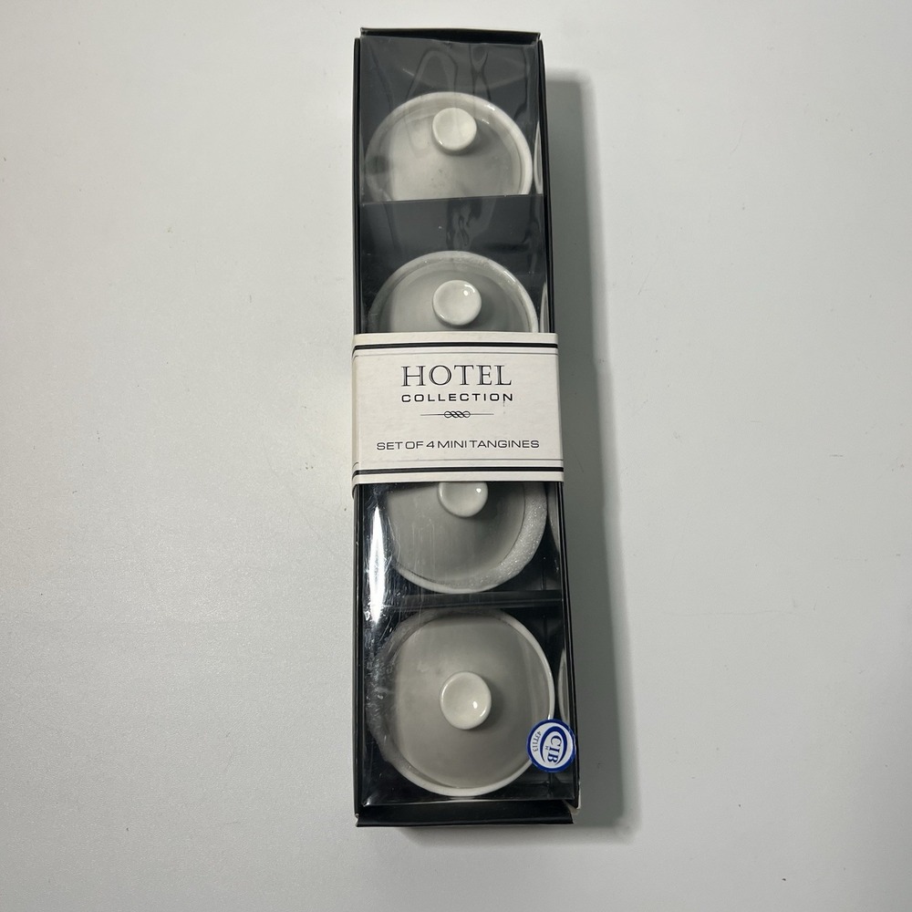 Hotel Collection Set of 4 Mini Tajines White Ceramic Appetizer Spice Dishes NIB